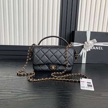 Bagsaaa Chanel Flap Bag with Top Handle AS5317 Black Lambskin - 22 x 24 x 6cm