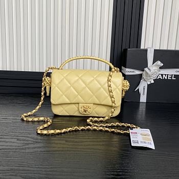 Bagsaaa Chanel Flap Bag with Top Handle AS5317 Yellow Lambskin - 22 x 24 x 6cm