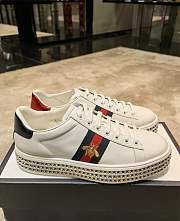 Bagsaaa Gucci White Leather Ace Web Sneakers - 1