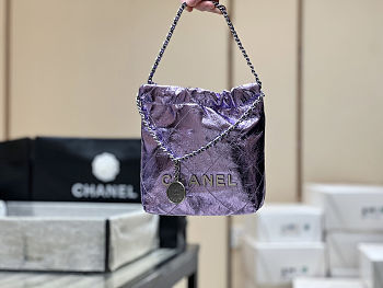 Bagsaaa Chanel 22 Mini Handbag Metallic Lilac AS3980 - 20 × 19 × 6 cm