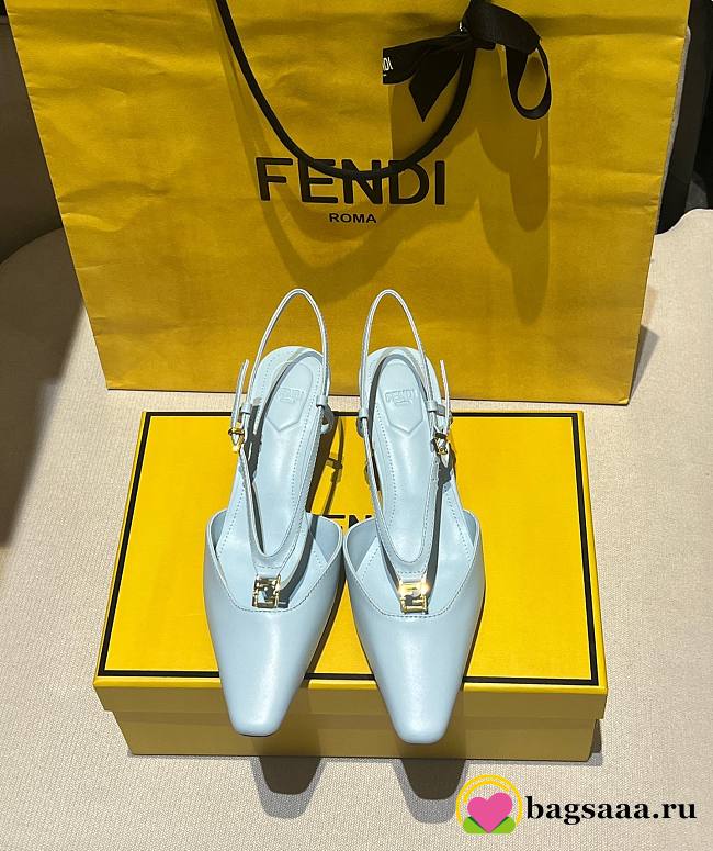 Bagsaaa Fendi FFold Light blue leather low-heeled slingbacks - 1