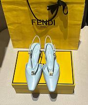 Bagsaaa Fendi FFold Light blue leather low-heeled slingbacks - 1