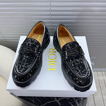 Bagsaaa Dior Boy Platform Loafer Black and White Cannage Tweed