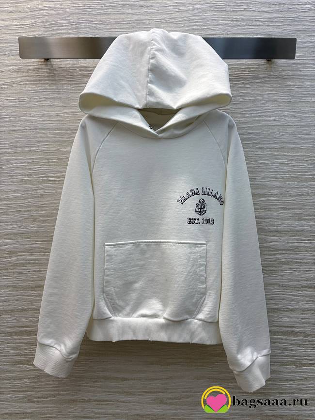 Bagsaaa Prada Cotton fleece hoodie white - 1