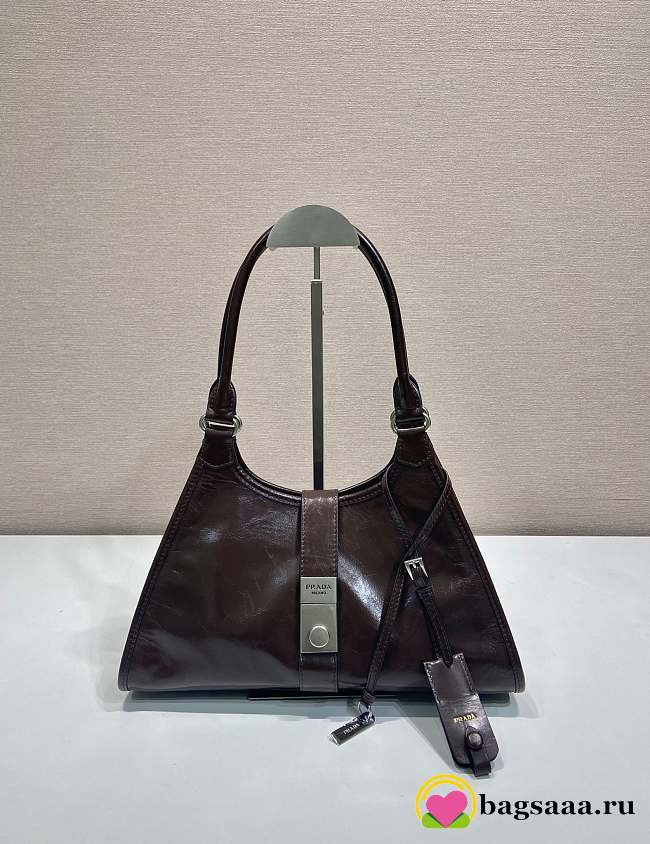 Bagsaaa Prada Medium leather tote bag 1BG563 Dark Brown - 30.5cm - 1