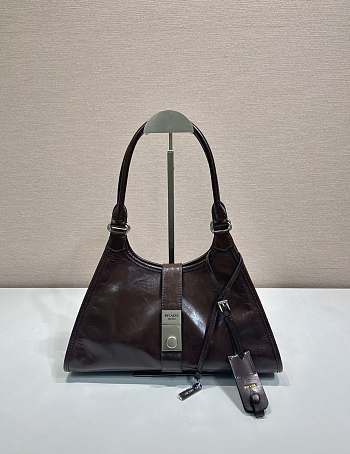 Bagsaaa Prada Medium leather tote bag 1BG563 Dark Brown - 30.5cm