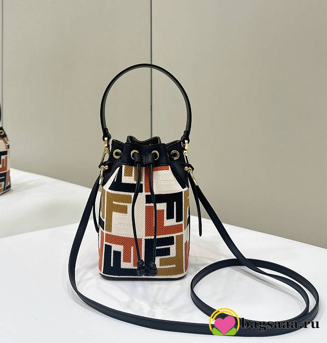 Bagsaaa Fendi Mon Tresor Multicolour canvas mini-bag with FF embroidery - 18cm - 1