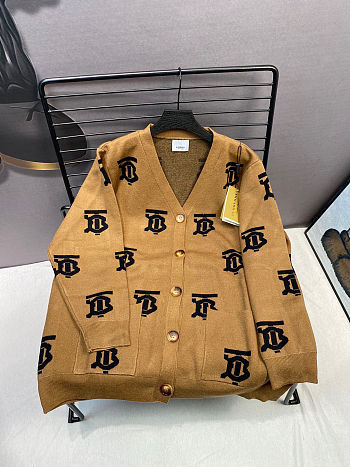 Bagsaaa Burberry Monogram Motif Wool Jacquard Cardigan