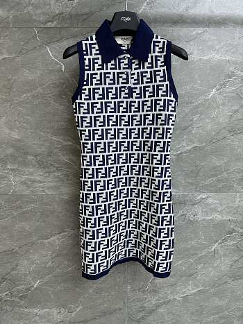 Bagsaaa Fendi FF Cotton Dress Navy Blue