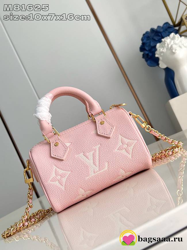 Bagsaaa Louis Vuitton M14226 Nano Speedy Rose Pink - 16 x 10 x 7.5 cm - 1