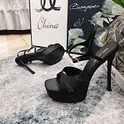 Bagsaaa YSL Debbie Platform Sandals In Satin Crepe Black - 2