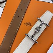 Bagsaaa Hermes Jumbo belt buckle & Reversible leather strap white & brown - 3.2cm - 4