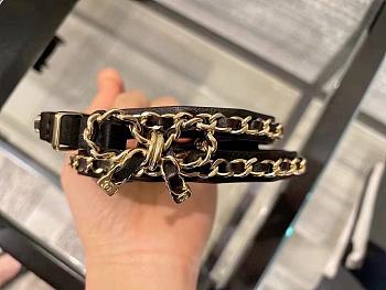 Bagsaaa Chanel CC Logo Chain Belt black bow