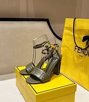 Bagsaaa Fendi Delfina Green FF nappa leather high-heeled sandals - 9.5cm - 1