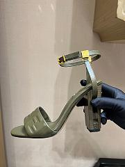 Bagsaaa Fendi Delfina Green FF nappa leather high-heeled sandals - 9.5cm - 4