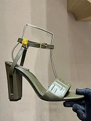 Bagsaaa Fendi Delfina Green FF nappa leather high-heeled sandals - 9.5cm - 3