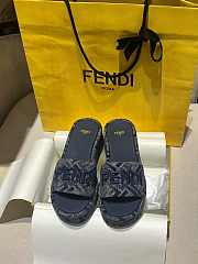 Bagsaaa Fendi Sunshine Blue FF denim flatform slides - 1