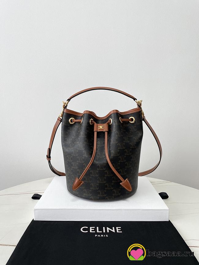 Bagsaaa Celine Clara Bag In Triomphe Canvas And Calfskin 116882 - 24cm - 1