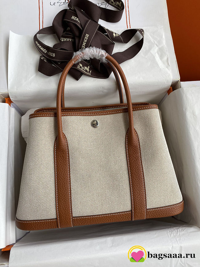 Bagsaaa Hermes Garden Party Tote Toile and Leather 30cm - 1