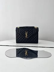 Bagsaaa YSL envelope medium in quilted grain de poudre embossed leather 600185 black & gold - 24cm - 1