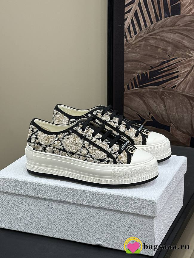 Bagsaaa Walk'n'Dior Platform Sneaker Beige and Black Cannage Tweed - 1