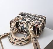 Bagsaaa Medium Lady D-Lite Bag Beige Raffia with Multicolor Dior Cabinet de Curiosités Embroidery - 24cm - 3