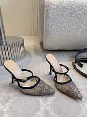 Bagsaaa Dior Capture Heeled Mule Transparent Mesh with Silver-Tone Strass Cannage Motif and Black Suede Goatskin - 4
