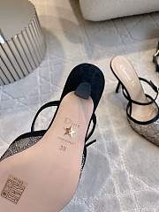 Bagsaaa Dior Capture Heeled Mule Transparent Mesh with Silver-Tone Strass Cannage Motif and Black Suede Goatskin - 3