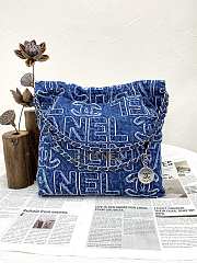 Bagsaaa Chanel 22 Patchwork Shoulder Bag Denim Blue AS3260 - 35 × 37 × 7 cm - 1