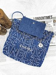 Bagsaaa Chanel 22 Patchwork Shoulder Bag Denim Blue AS3260 - 35 × 37 × 7 cm - 3