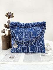 Bagsaaa Chanel 22 Patchwork Shoulder Bag Denim Blue AS3260 - 35 × 37 × 7 cm - 2