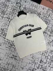 Bagsaaa Dior Short-Sleeved Sweater White Cashmere Knit with Black Christian Dior Papillon Motif - 1