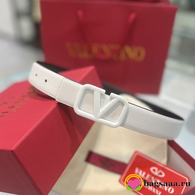 Bagsaaa Valentino Garavani VLogo leather belt white 3.8cm - 1