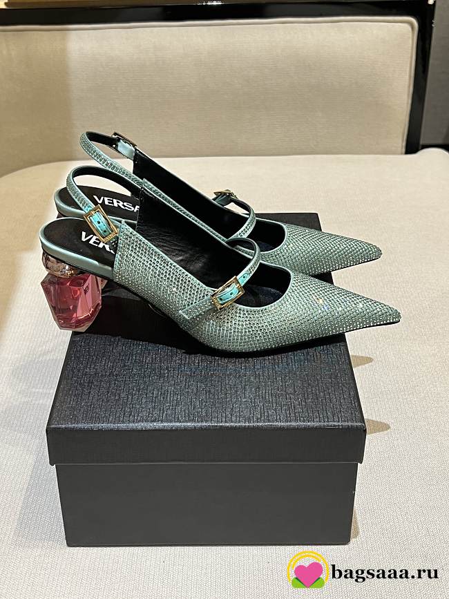 Bagsaaa Versace Slingback Pump Green - 1