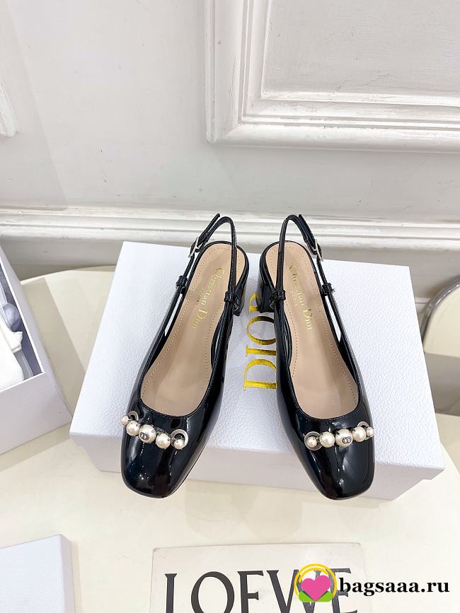 Bagsaaa Dior Paris Slingback Pump Black Patent Calfskin - 1