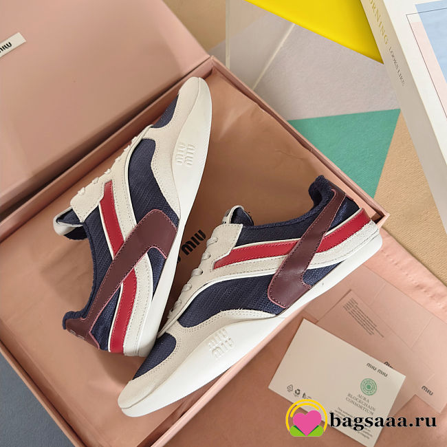 Bagsaaa Miu Miu Gymnasium technical fabric and suede sneakers Blue/Amaranth - 1