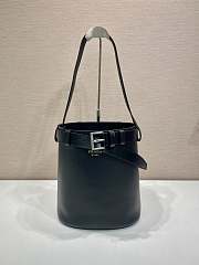 Bagsaaa Prada Buckle leather bucket bag with belt 1BE085 black - 29cm - 1