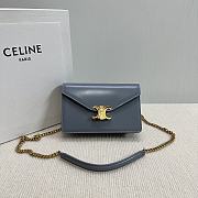 Bagsaaa Celine Wallet On Chain Margo In Shiny Calfskin 10L033 Blue - 19.5cm - 1