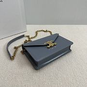 Bagsaaa Celine Wallet On Chain Margo In Shiny Calfskin 10L033 Blue - 19.5cm - 3