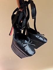 Bagsaaa Christian Louboutin Black Silk Cassia Pumps Red Sole - 15.5cm - 5