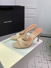 Bagsaaa Amina Muaddi Alexa Lace Stiletto Mule Sandals beige - 1