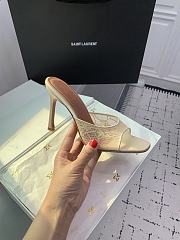 Bagsaaa Amina Muaddi Alexa Lace Stiletto Mule Sandals beige - 3
