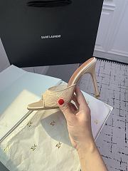 Bagsaaa Amina Muaddi Alexa Lace Stiletto Mule Sandals beige - 2