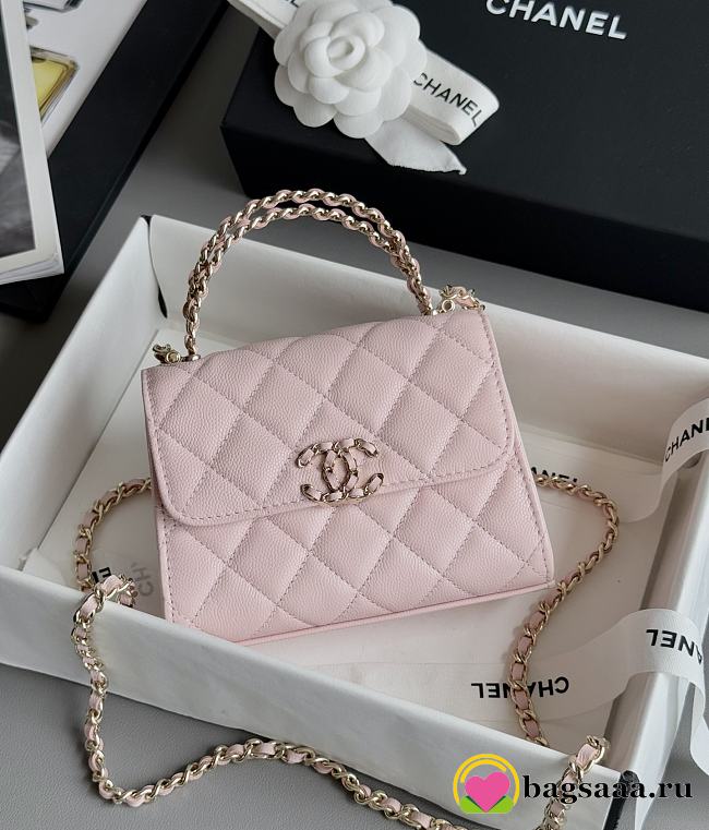 Bagsaaa Chanel Clutch With Chain AP3237 Light Pink Grained - 15cm - 1