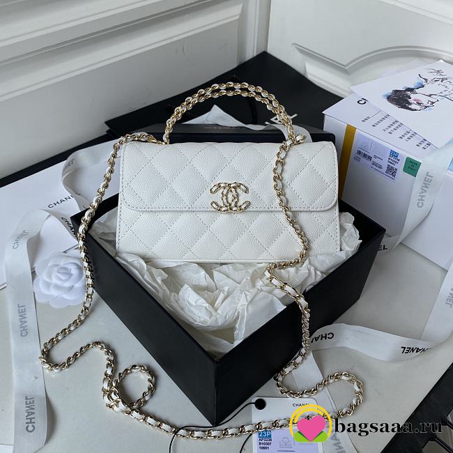 Bagsaaa Chanel Phone Holder with Chain AP3238 White - 18cm - 1