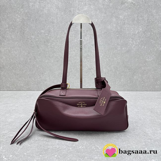 Bagsaaa Balenciaga Carrie Bowling Bag Small in burgundy calfskin - 31cm - 1