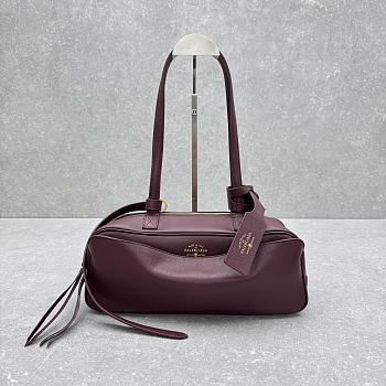 Bagsaaa Balenciaga Carrie Bowling Bag Small in burgundy calfskin - 31cm