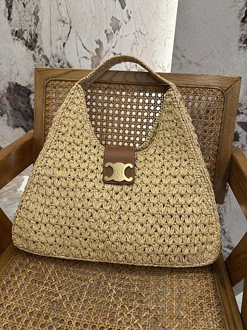 Bagsaaa Celine Cabas Triangle In Raffia And Calfskin 119772 - 45cm