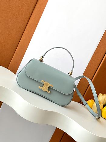 Bagsaaa Teen Celine Lola In Shiny Calfskin 119533 Ice Blue - 20 x 11.5 x 5 CM