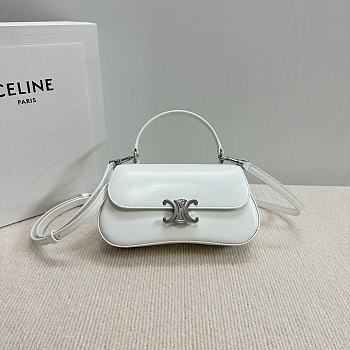 Bagsaaa Teen Celine Lola In Shiny Calfskin 119533 White - 20 x 11.5 x 5 CM